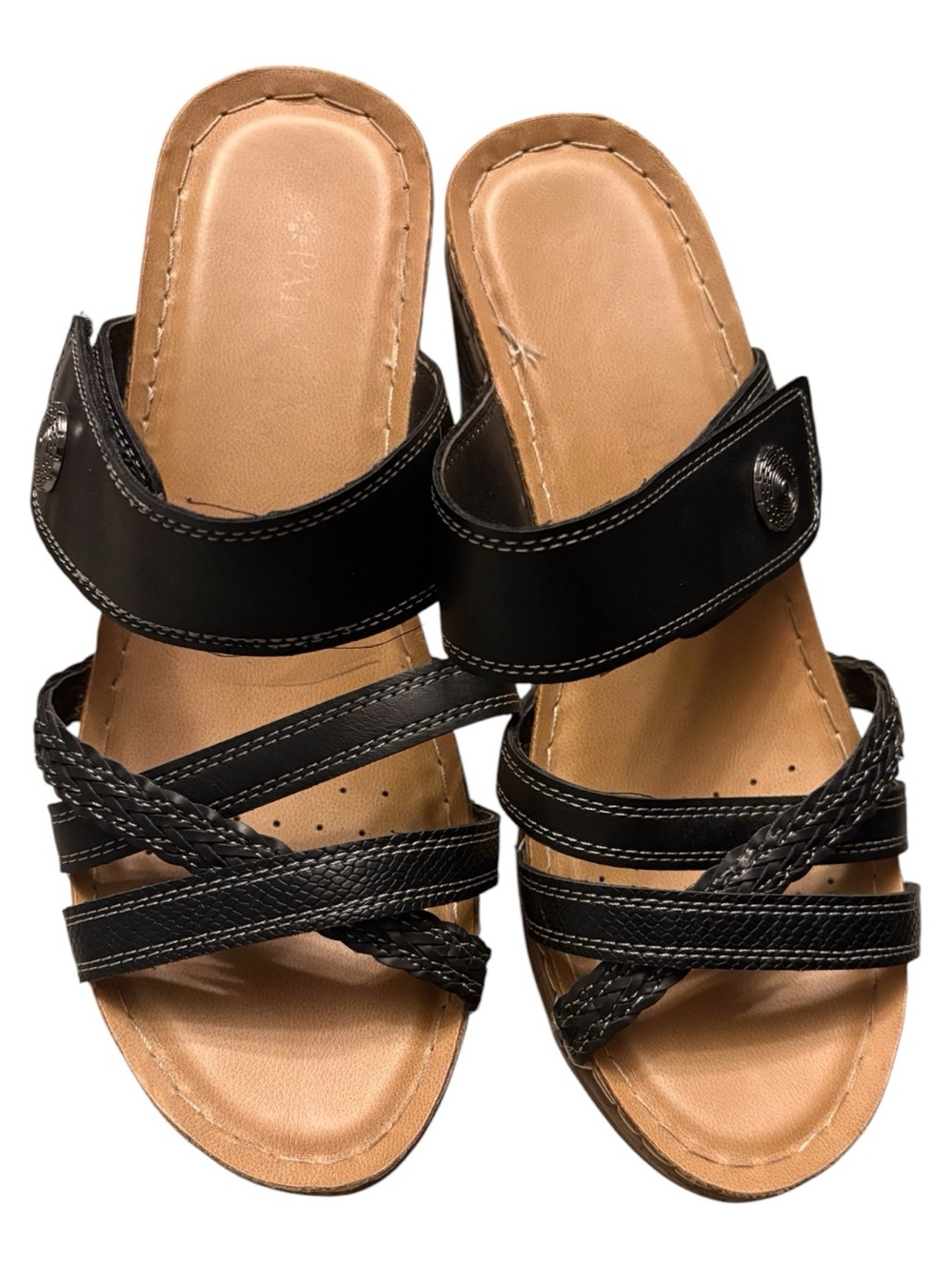 Classic Black Women's Slide Sandals with Braided Straps